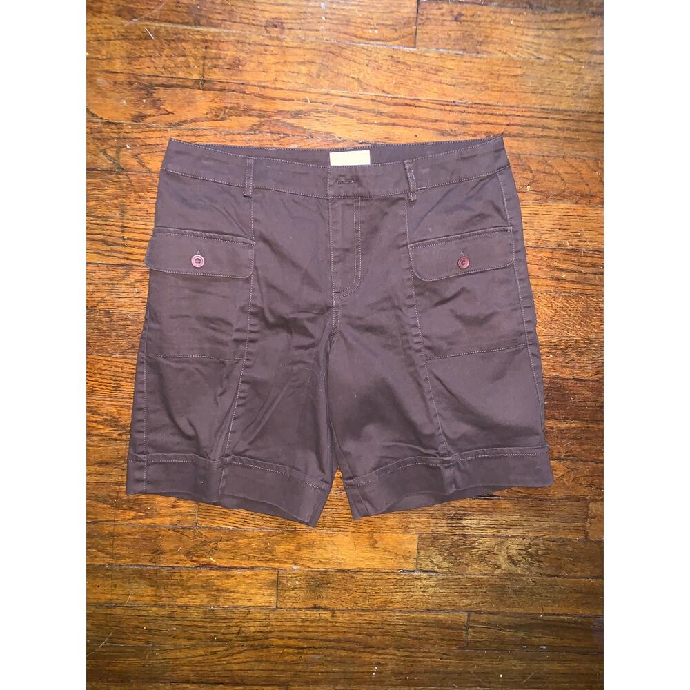 Neiman Marcus Exclusive Womens Cargo Shorts Brown Size M Cotton Blend